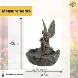 Fairy Water Fountain Solar Powered Bronze Garden Ornament Water Feature Decor