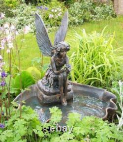 Fairy on Clam Shell Water Feature Garden Self Contained Fountain H78cm Primrose
