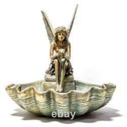 Fairy on Clam Shell Water Feature Garden Self Contained Fountain H78cm Primrose