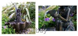 Fairy on Clam Shell Water Feature Garden Self Contained Fountain H78cm Primrose