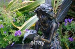 Fairy on Clam Shell Water Feature Garden Self Contained Fountain H78cm Primrose