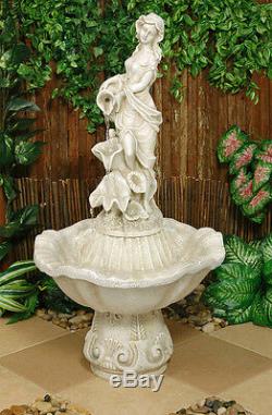 Female Sculpture Water Fountain Feature Classical Ivory Stone Effect Garden