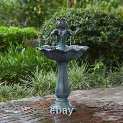 Floriana garden water fountain floral feature, bowl and decorative stand