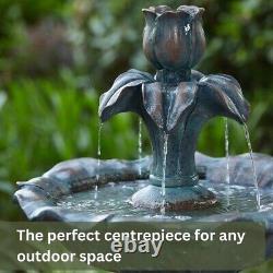 Floriana garden water fountain floral feature, bowl and decorative stand