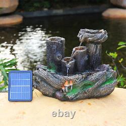 Flow Pots Water Garden Fountain Feature Polyresin LED Solar Powered Pump Falls