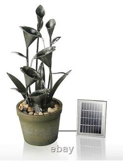 Flower Cup Water Feature Fountain Cascade Solar Powered Floral Plant Garden