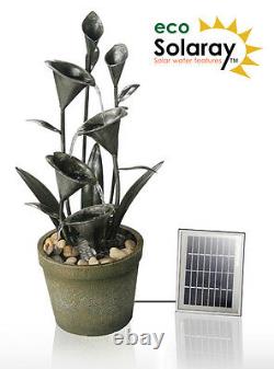 Flower Cup Water Feature Fountain Cascade Solar Powered Floral Plant Garden