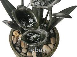 Flower Cup Water Feature Fountain Cascade Solar Powered Floral Plant Garden