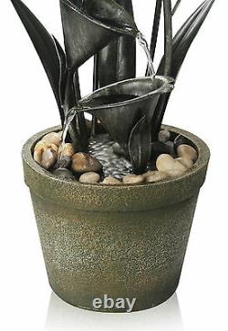 Flower Cup Water Feature Fountain Cascade Solar Powered Floral Plant Garden