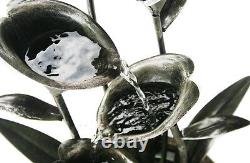 Flower Cup Water Feature Fountain Cascade Solar Powered Floral Plant Garden