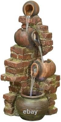 Flowing Jugs Water Fountain Led Lights Poly-resin Indoor Outdoor Decor One Size