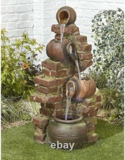 Flowing Jugs Water Fountain Led Lights Poly-resin Indoor Outdoor Decor One Size