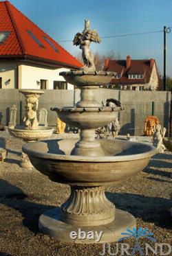 Fountain Water Feature Garden Decoration Roman Stone Material Outside Beige New