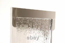 Free Standing Silver Water Wall Feature Fountain Modern Stainless Steel Cascade