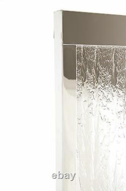 Free Standing Silver Water Wall Feature Fountain Modern Stainless Steel Cascade