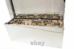 Free Standing Silver Water Wall Feature Fountain Modern Stainless Steel Cascade