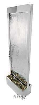 Free Standing Silver Water Wall Feature Fountain Modern Stainless Steel Cascade