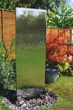 Free-Standing Wall Cascade Water Feature Steel Fountain Silver Garden Partition