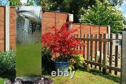 Free-Standing Wall Cascade Water Feature Steel Fountain Silver Garden Partition