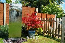 Free-Standing Wall Cascade Water Feature Steel Fountain Silver Garden Partition