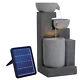 Freestanding Fountain Cascading Water Feature Solar Electric Power Lights Decor