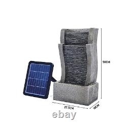 Freestanding Fountain Cascading Water Feature Solar Electric Power Lights Decor
