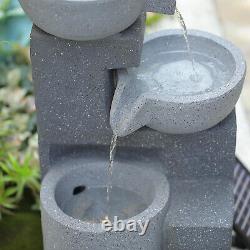 Freestanding Fountain Cascading Water Feature Solar Electric Power Lights Decor