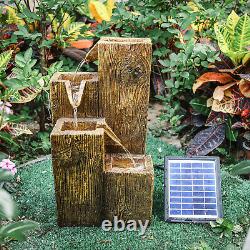 Freestanding Garden Falls Fountain Solar Powered Water Feature with LED Light