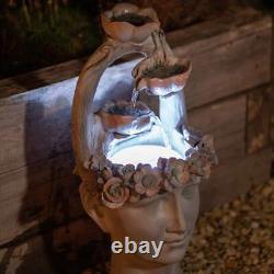 Freyja Cascade Water Feature Goddess Fountain Tiered Waterfall LED Lights 80cm