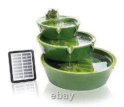 Frog Bowl Water Feature Fountain Cascade Solar Power Contemporary Green Garden 3