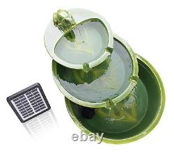 Frog Bowl Water Feature Fountain Cascade Solar Power Contemporary Green Garden 3