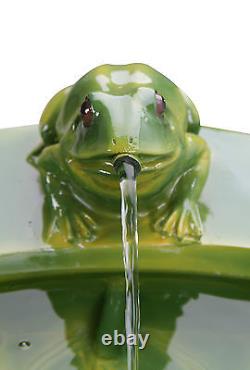 Frog Bowl Water Feature Fountain Cascade Solar Power Contemporary Green Garden 3