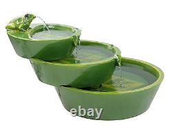 Frog Bowl Water Feature Fountain Cascade Solar Power Contemporary Green Garden 3