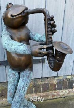 Frog playing Saxophone 80cm Bronze Fountain Water Garden Feature Sculpture