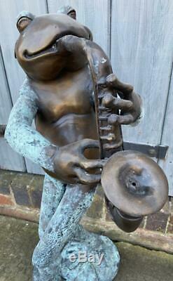 Frog playing Saxophone 80cm Bronze Fountain Water Garden Feature Sculpture