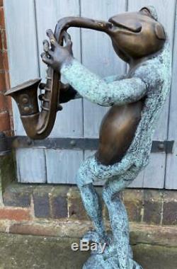 Frog playing Saxophone 80cm Bronze Fountain Water Garden Feature Sculpture