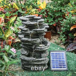 Garden 46cm Mountain Rock Water Feature LED Solar Outdoor Fountain Statue Decor