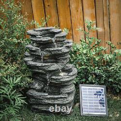 Garden 46cm Mountain Rock Water Feature LED Solar Outdoor Fountain Statue Decor