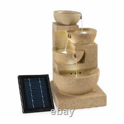 Garden Fountain Solar Outdoor Cascade Water Pump Decor 3W LED Sandstone Look