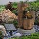 Garden Fountain Solar Powered Freestanding Jar Water Feature With Led Stone Base