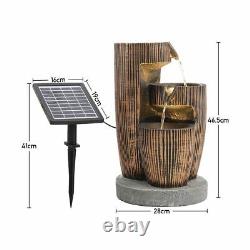 Garden Fountain Solar Powered Freestanding Jar Water Feature with LED Stone Base