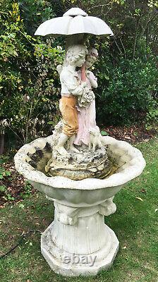 Garden Fountain Water Feature Couple and Dog with Umbrella H135cm W70cm