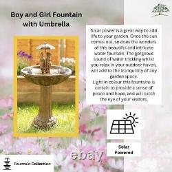 Garden Fountain Water Feature Freestanding Solar Power Bird Bath Table