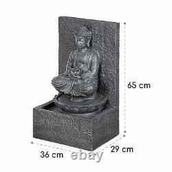 Garden Fountain Water Feature Indoor Outdoor Buddha Statue Home Decor LED Grey