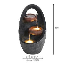Garden Fountain Water Feature LED Lights Indoor Outdoor Polyresin Statues Decors
