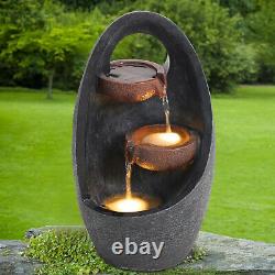Garden Fountain Water Feature LED Lights Indoor Outdoor Polyresin Statues Decors