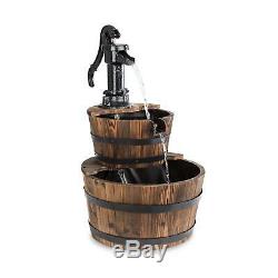 Garden Fountain water feature cascade 2 Level Home Decor 12W 600l / h Wood Brown