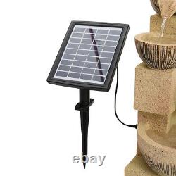 Garden Outdoor Solar Fountain Water Feature with LED Lights Patio Resin Statues