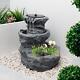 Garden Outdoor Solar Powered Rock Planter Flower Pot & Water Feature Fountain