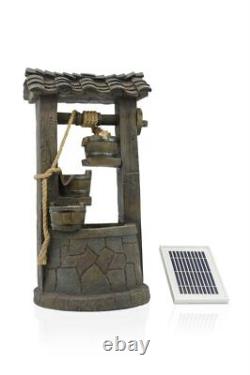 Garden Outdoor Solar Powered Wishing Well Water Feature Fountain Decoration